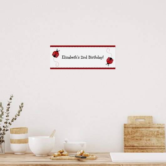 Red and Black Ladybug Birthday Banner Poster (Küche)