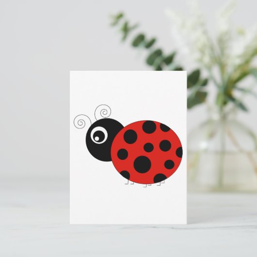 Red and Black Ladybug Postkarte (Stehend Vorderseite)