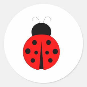 Red and Black Ladybug Runder Aufkleber