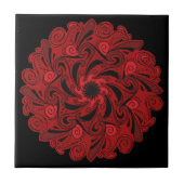 Red and Black Mandala Keramik Tile Fliese (Vorderseite)