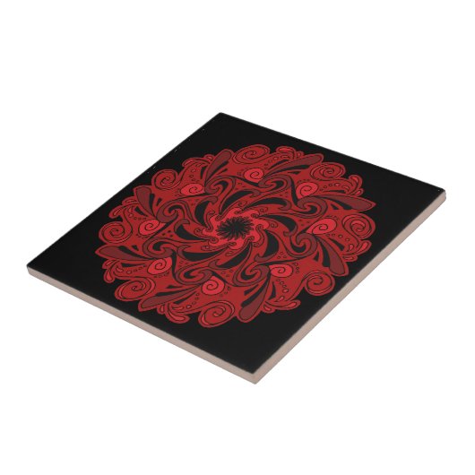 Red and Black Mandala Keramik Tile Fliese (Seite)