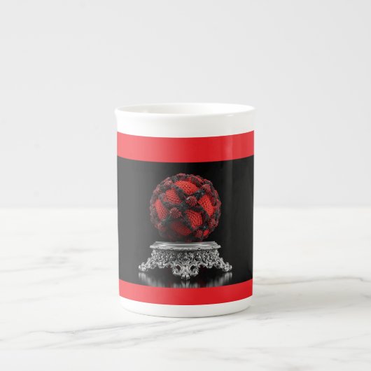 Red And Black Mandelbrot Sphere On Silver Pedestal Porzellantasse (Vorderseite)