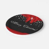 Red and Black Merry Christmas Pappteller (Schrägansicht)