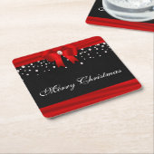 Red and Black Merry Christmas Rechteckiger Pappuntersetzer (angewinkelt)