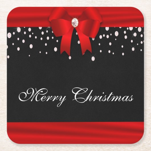 Red and Black Merry Christmas Rechteckiger Pappuntersetzer (Vorderseite)