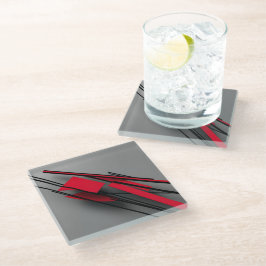  Red and Black Minimalist Modern Abstract Glasuntersetzer