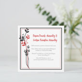 Red and Black Modern Botanical Reception Only | Einladung (Stehend Vorderseite)