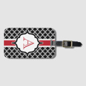 Red and Black Monogrammed Luggage Tag Gepäckanhänger (Vorderseite (Horizontal))