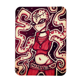 Red and Black No Peace Alien Magnet