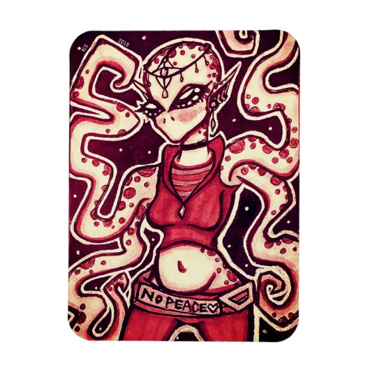 Red and Black No Peace Alien Magnet (Vertikal)