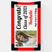 Red and Black One Foto Class Year Abschluss Banner (Vertikal)