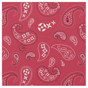 Red and Black Paisley Western Bandana Print Stoff