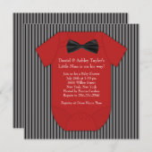Red and Black Pinstripe Baby Dusche Einladung (Vorne/Hinten)
