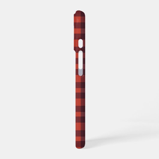 Red and Black Plaid Checkered Pattern iPhone 16 Hülle (Linke Seite)