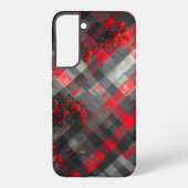 Red and Black Plaid with Floral Accent Samsung Galaxy Hülle (Rückseite)