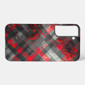 Red and Black Plaid with Floral Accent Samsung Galaxy Hülle (Rückseite (Horizontal))