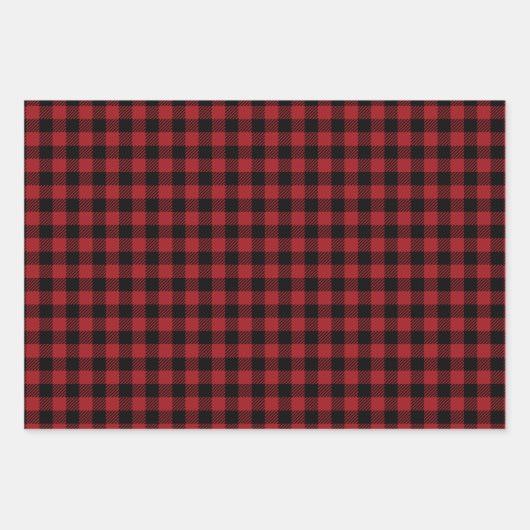 Red and Black Plaid Woodland Geschenkpapier Set (Vorderseite 3)