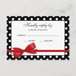 Red and Black Polka Dot Bow UAWG RSVP Karte