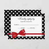 Red and Black Polka Dot Bow UAWG RSVP Karte (Vorne/Hinten)