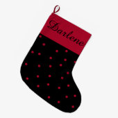 Red and Black Polka Dot: Großer Weihnachtsstrumpf (Vorderansicht (hängend))