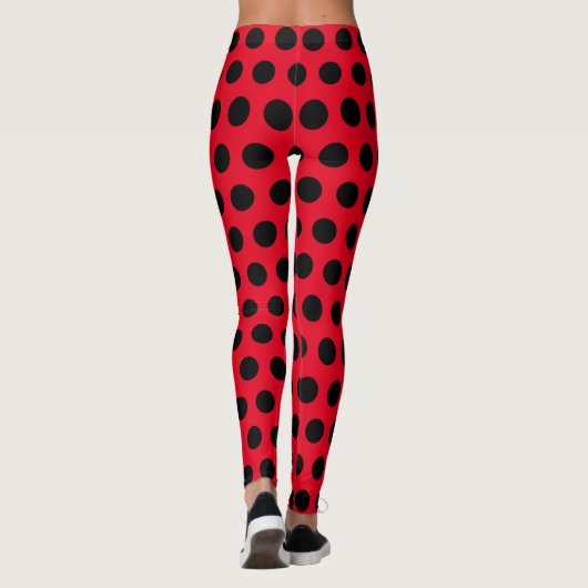 Red and Black Polka Dot Pattern Leggings (Rückseite)