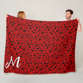 Red and black polka dots funny ladybug fleecedecke