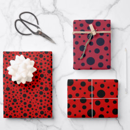 Red and black polka dots funny ladybug geschenkpapier set