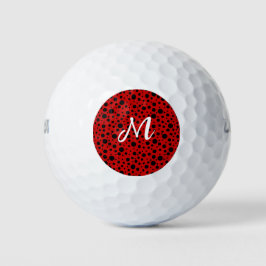 Red and black polka dots funny ladybug golfball