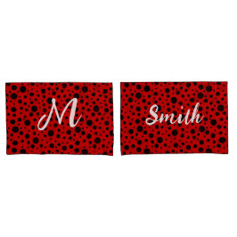 Red and black polka dots funny ladybug kissenbezug