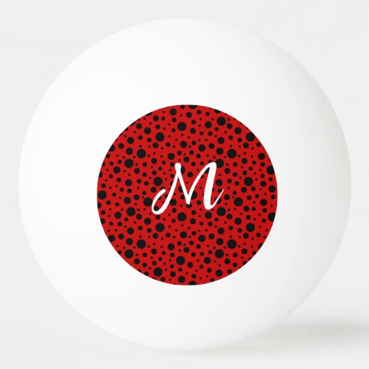 Red and black polka dots funny ladybug tischtennisball (Vorderseite)