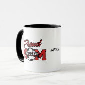 Red and Black Proud Soccer Mama Personalisiert Tasse (Vorderseite Links)