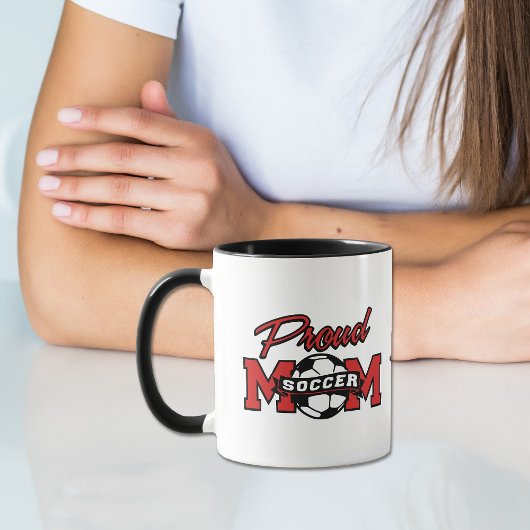 Red and Black Proud Soccer Mama Personalisiert Tasse