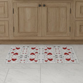 Red and Black Retro Hand Drawn Hearts Love  Fußmatte