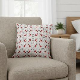 Red and Black Retro Hand Drawn Hearts Love  Kissen