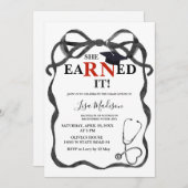 Red and Black RN Nurse Graduation Party Einladung (Vorne/Hinten)