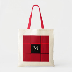 Red and Black Single Initial Christmas Tragetasche