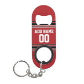 Red and Black Sports Jersey Individuelle Name Numb Schlüsselbund Flaschenöffner (Vorderseite)