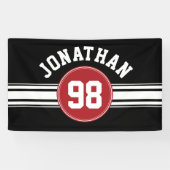 Red and Black Sports Jersey Personalisiert Banner (Horizontal)