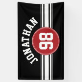 Red and Black Sports Jersey Personalisiert Banner (Vertikal)