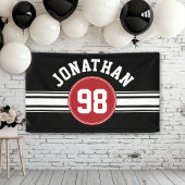 Red and Black Sports Jersey Personalisiert Banner