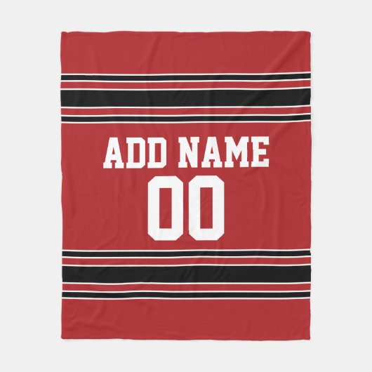 Red and Black Sports Jersey Personalisiert Fleecedecke (Vorderseite)