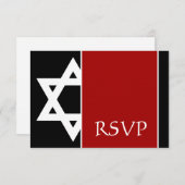 Red and Black Star von David Bar Mitzvah UAWG RSVP Karte (Vorne/Hinten)