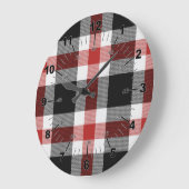 Red And Black Tartan Große Wanduhr (Winkel)