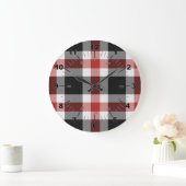 Red And Black Tartan Große Wanduhr (Zuhause)