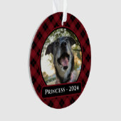 Red and Black Tartan Kariert Dog Foto Weihnachten Ornament (Vorderseite)