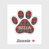 Red and Black Tartan Plaid With Name Aufkleber (Blatt)
