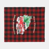Red and Black Tartan Red Christmas Truck mit Baum Fleecedecke (Vorderseite (Horizontal))