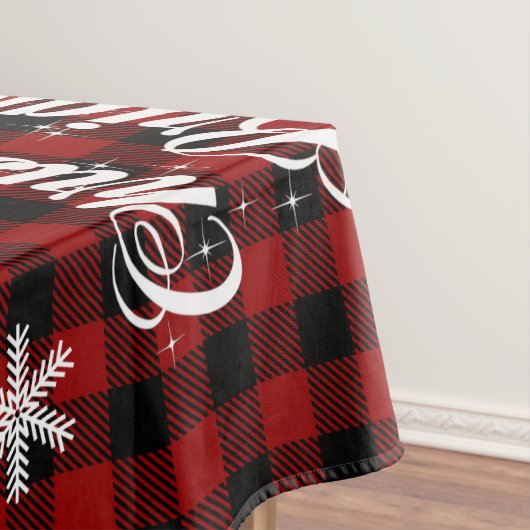 Red and Black Tartan Snowflake Weihnachtsbriefe T Tischdecke (Beispiel)
