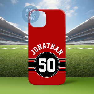 Red and Black Team Jersey Fan Gear Name Number Case-Mate iPhone Hülle