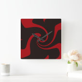 Red and Black Twist Quadratische Wanduhr (Zuhause)